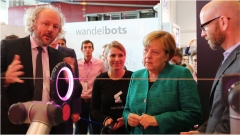Chancellor Angela Merkel visiting ComNets Demo